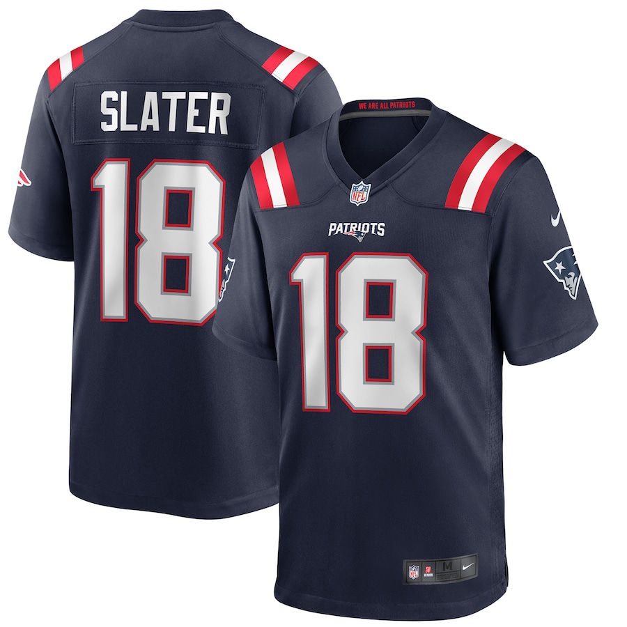 Men New England Patriots #18 Matthew Slater Nike Navy Game Player NFL Jersey